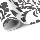 白黒ダマスク織パターン ラッピングペーパー (ロールコーナー)