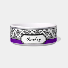 白黒ダマスク織ペットボール-可変的な色 ボウル