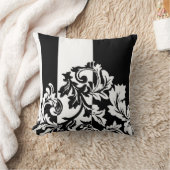 白黒ダマスク織 クッション (ブランケット)