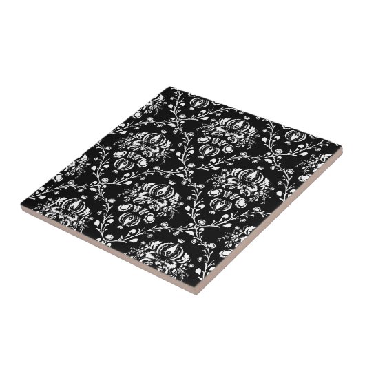 白黒ダマスク織 タイル (側面)