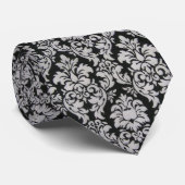 白黒ダマスク織 ネクタイ (ロール)