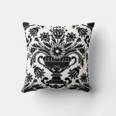 白黒ダマスク花柄エレガント クッション (裏面)