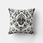 白黒ダマスク花柄エレガント クッション (裏面)