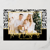 白黒ダマスク金ゴールド 箔シーズンカード (正面)