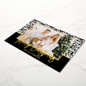 白黒ダマスク金ゴールド 箔シーズンカード (回転した状態)