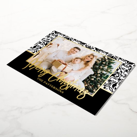 白黒ダマスク金ゴールド 箔シーズンカード (回転した状態)