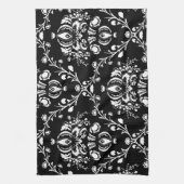 白黒ダマスク キッチンタオル (縦)