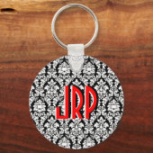 白黒ダマスク キーホルダー (正面)