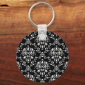 白黒ダマスク キーホルダー (正面)