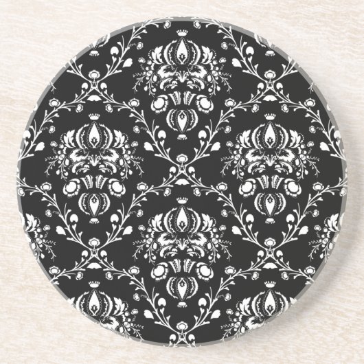 白黒ダマスク コースター (正面)