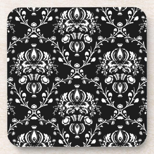 白黒ダマスク コースター (正面)