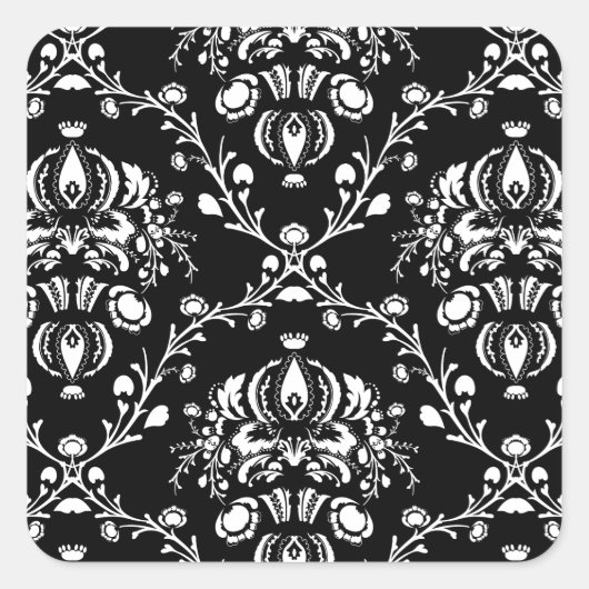 白黒ダマスク スクエアシール (正面)