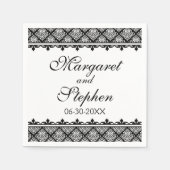 白黒ダマスク スタンダードカクテルナプキン (正面)