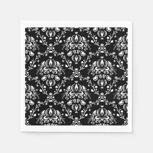 白黒ダマスク スタンダードカクテルナプキン (正面)