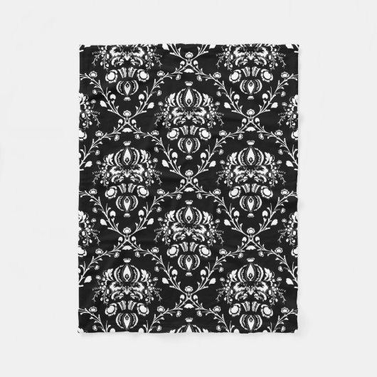 白黒ダマスク フリースブランケット (正面)