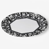 白黒ダマスク ペーパープレート (アングル)