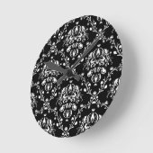 白黒ダマスク ラウンド壁時計 (傾斜)