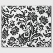 白黒ダマスク ラッピングペーパー (フラット)
