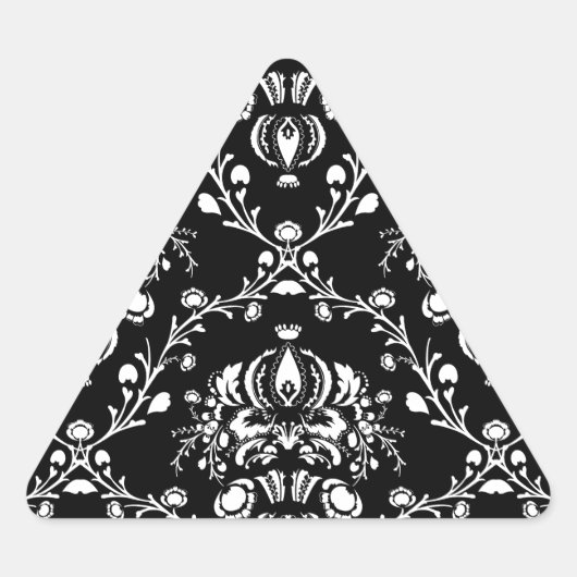 白黒ダマスク 三角形シール (正面)
