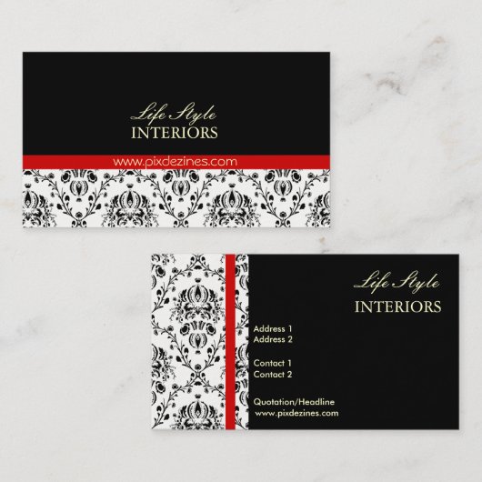 白黒ダマスク 名刺 (正面/裏面)