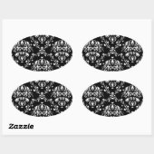 白黒ダマスク 楕円形シール (シート)