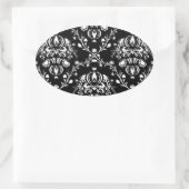 白黒ダマスク 楕円形シール (バッグ)