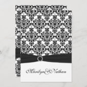 白黒ダマスクII結婚式招待状 招待状 (正面/裏面)