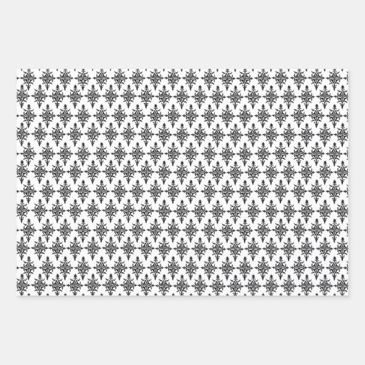 白黒ダマスコアニー大事な行事 ラッピングペーパーシート (正面3)