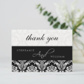 白黒ダマスコウェディングサンキューカード サンキューカード (スタンド正面)