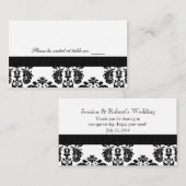 白黒ダマスコウェディングテーブル座席表 プレイスカード (正面/裏面)
