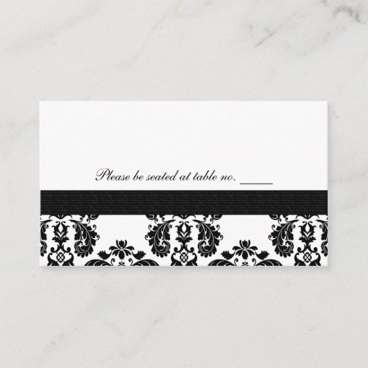 白黒ダマスコウェディングテーブル座席表 プレイスカード (正面)