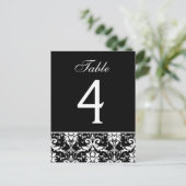 白黒ダマスコウェディングテーブル番号カード ポストカード (スタンド正面)