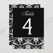 白黒ダマスコウェディングテーブル番号カード ポストカード (正面/裏面)