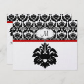 白黒ダマスコウェディングレスポンスカード 出欠カード (正面/裏面)
