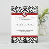 白黒ダマスコウェディング 招待状 (スタンド正面)