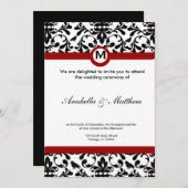 白黒ダマスコウェディング 招待状 (正面/裏面)