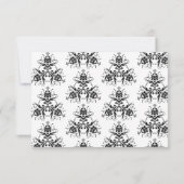 白黒ダマスコウェディングRSVPカード 出欠カード (裏面)