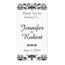 白黒ダマスコウエディングワインラベル