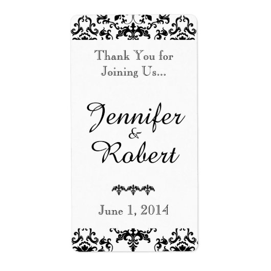 白黒ダマスコウエディングワインラベル ラベル (正面)