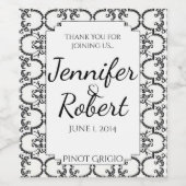 白黒ダマスコウエディングワインラベル ワインラベル (シングルラベル)