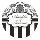 白黒ダマストライプス結婚ステッカー