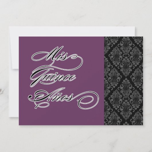 白黒ダマスフォーマルクリハーサルディナー招待状 招待状 (裏面)