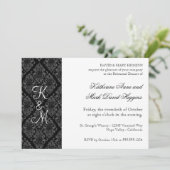 白黒ダマスフォーマルクリハーサルディナー招待状 招待状 (スタンド正面)