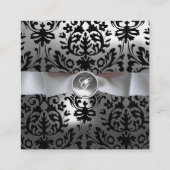 白黒ダマスリボン,グレージェムストーンモノグラム スクエア名刺 (裏面)