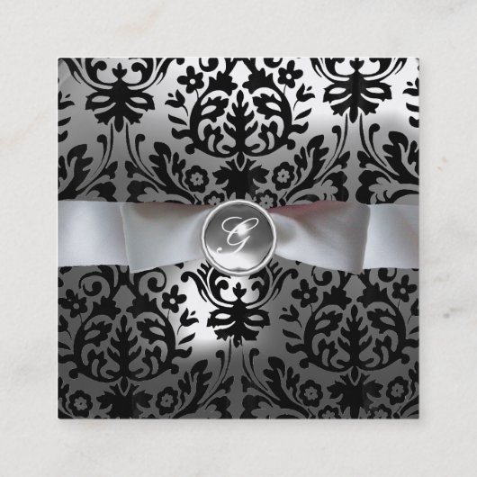 白黒ダマスリボン,グレージェムストーンモノグラム スクエア名刺 (裏面)