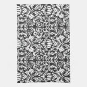 白黒ダマスレースブロケード キッチンタオル (縦)