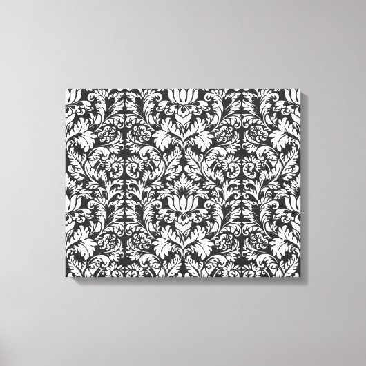 白黒ダマスレースブロケード キャンバスプリント (正面)