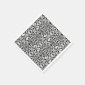 白黒ダマスレースブロケード スタンダードカクテルナプキン (角)