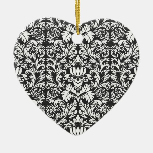 白黒ダマスレースブロケード セラミックオーナメント (正面)