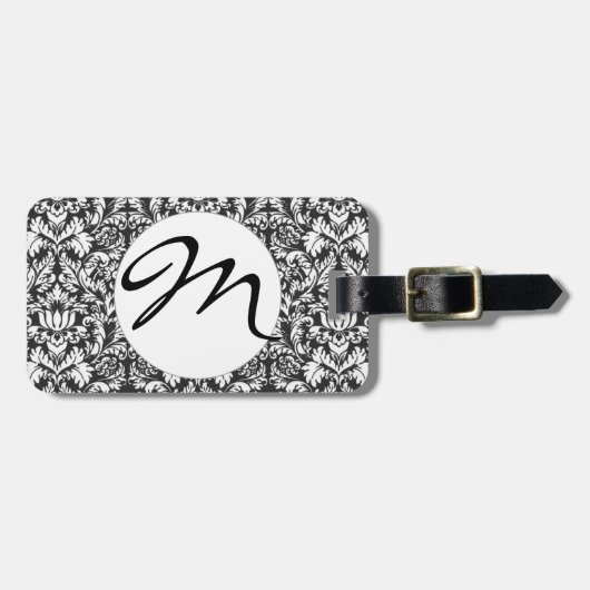 白黒ダマスレースブロケード ラゲッジタグ (正面横)